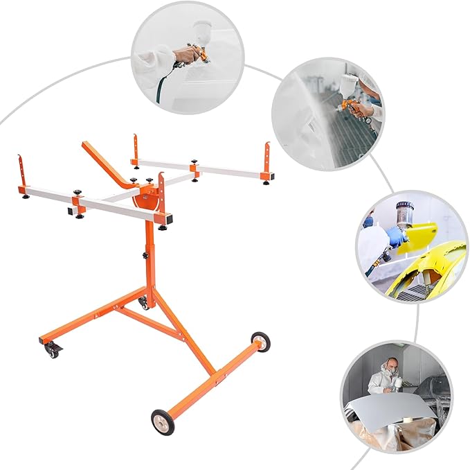 Automotive Rotating Painting Stand Multifunction Freestanding Paint Holder with Wheels for Painting Or Repairing Light Sheet Metal, Automotive Sheet Metal, Hoods, Wings, Bumpers (35.4*37.8*45.2in)