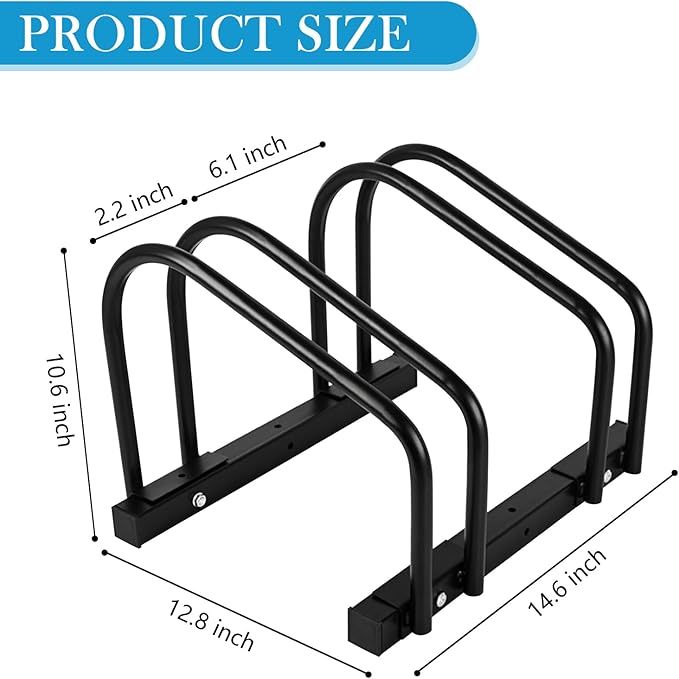 iCool Bikes Floor Bike Stand for 2 Bike, Bike Parking Rack Garage Bike Storage Indoor/Outdoor Stand, Max. Tire Width 2.15"