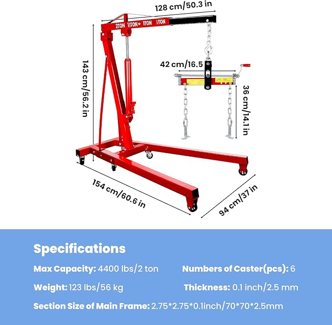 Engine Leveler 1 Ton/2209 LBS Heavy Duty Alloy Steel Engine Hoist Shop Crane with Ball Bearing and Adjustable Handle, Engine Leveler for Engine Hoist (Load Leveler)