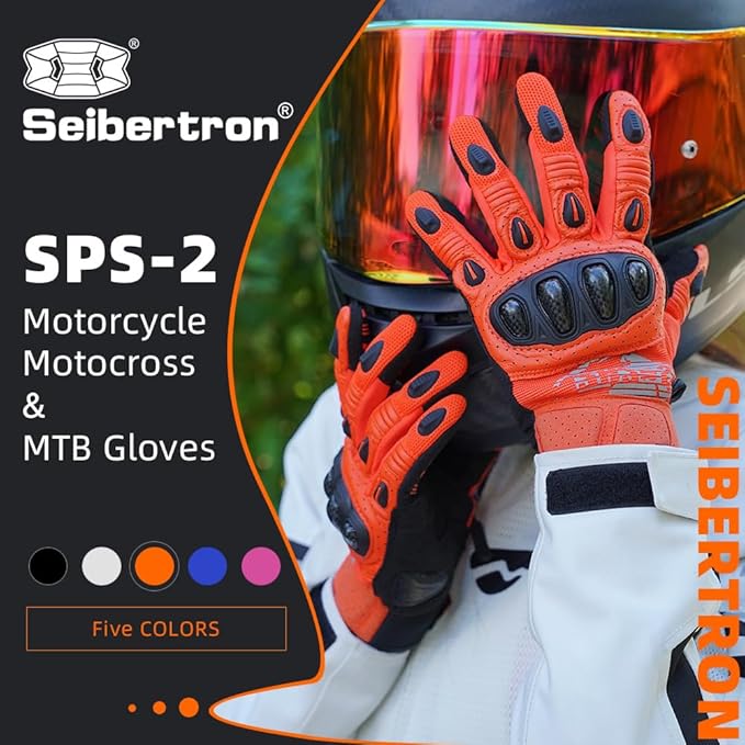 Seibertron SPS Series Touchscreen Motorcycle Motocross BMX ATV MTB Bicycle Cycling Full or Half Finger Gloves Adult and Youth