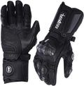 Harssidanzar Leather Motorcycle Gloves for Men and Women,Powersports Carbon Fiber Knuckle Protection Motorbike Gloves KM045