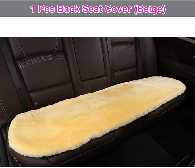 Fluffy Genuine Australia Sheepskin Car Seat Cover for Auto Interior Accessories with Soft Fuzzy Wool Eco-Friendly Natural Fur Non-Slip (Golden Yellow, Back)