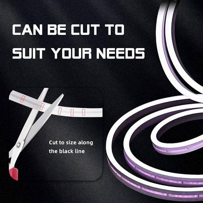 Car LED Strip Light For Trunk, 79Inch IP67 Silicone Waterproof Neon Light Strip Embedded, Flexible Cutting Universal Auto Interior Lights(Pink)