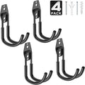 4 Pack 5.5x4.1 Inch Utility Steel Wall Mount Heavy Duty Garage Hooks with Anti-Slip Coating,Storage More Yard,Garden and Power Tools and for Hanging Hose,Ladder and Bike