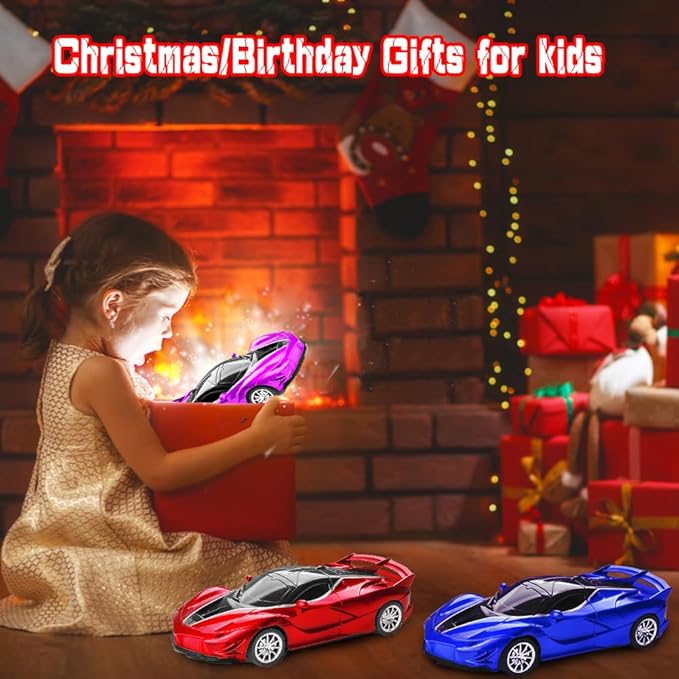 Remote Control Car for Girl, 2.4GHz 4WD Electric RC Cars Toy Racing with Led Lights Rechargeable High-Speed Hobby Toy Vehicle, RC Car Gifts for Age 3 4 5 6 7 8 9 Year Old Kids (Purple)