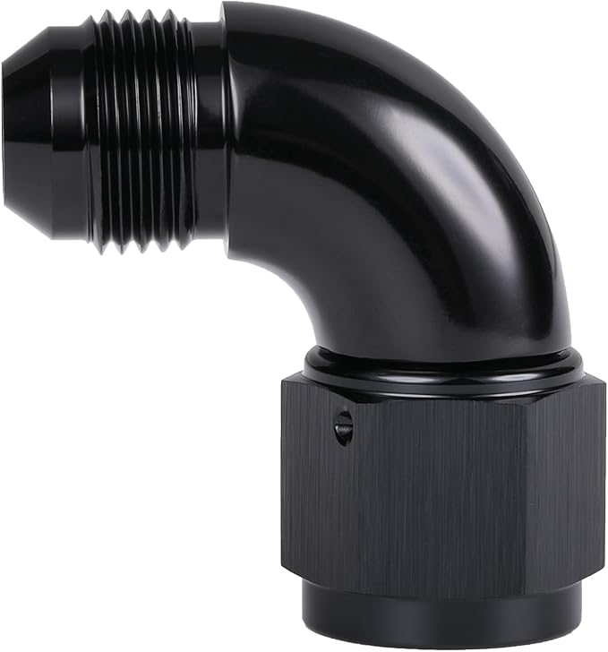 90 Degree 10AN Male to 10AN Female Swivel Full Flow Fitting Adapter Coupler Aluminum Black