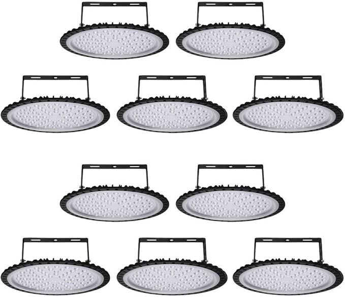 Viugreum 10 Pack 300W UFO LED High Bay Light, 30000LM 6500K Daylight White Ultra Thin LED Warehouse Lighting, IP65 Waterproof Commercial Bay Lighting for Garage Barn Workshop