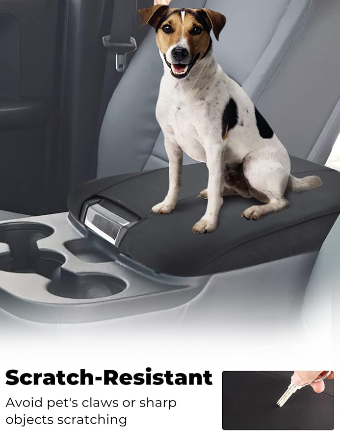 ISSYAUTO Center Console Cover Compatible with 2013-2018 Ram 1500 & 2013-2024 Ram 2500/3500/1500 Classic Model, Only for Jump Seat Console, Customized Armrest Cover Cozy Neoprene Console Cover