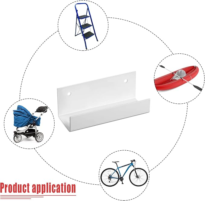 Blulu 4 Pieces Wall Mount Ladder Wall Wheelbarrow Hanger Steel Garage Storage Hook Wheelbarrow Hanger Heavy Duty Garage Storage Organizer for Hang Ladders Carts Chair Bicycle(White)