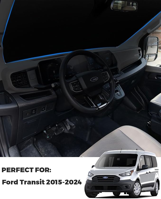2025 Upgrade Front Windshield Sun Shade Foldable Ford Transit Sun Shade Foldable Sun Shade Automotive Windshield Sunshades fit for Ford Transit 2015-2025 |Keep Car Interior Cooler|