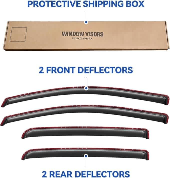 in-Channel Window Visors Rain Guards for 2015-2022 Chevy Colorado Crew Cab, Window Vent Wind Deflectors Visors Shades for 15-22 Gmc Canyon Crew Cab