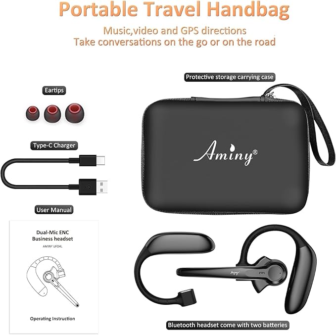 Wireless Bluetooth Headset with AI Noise Cancelling, 30Hrs Talk Time & Ultra Comfort - Hands-Free Earphones for Truck Drivers, Office, Home (V5.3)