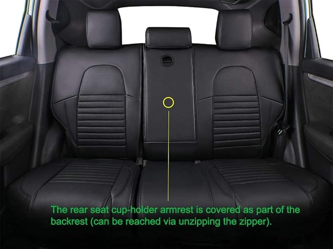 EKR Accord Seat Covers Full Set Custom for Honda Accord Base,EX-L,Touring 2014 2015 2016 2017 (Hybrid),Reat Row W/Solid Backrest & Armrest,Leather Seat Cover for Trucks,Automotive Seat Covers(Black)
