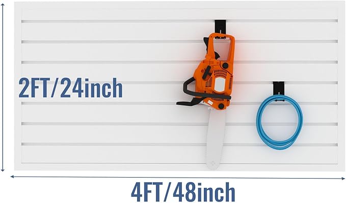 Slatwall Panel Garage Organizer PVC Slatwall Heavy Duty Wall Mounted Rack, Interlocking Slat Wall Panels for Tool Organization Peg Board(White 4 x 2 ft)