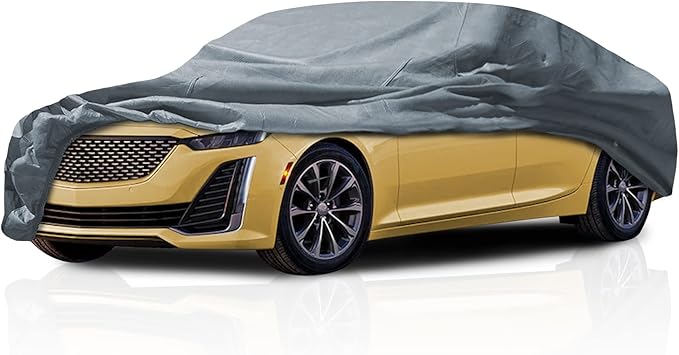 5 Layer Car Cover for Cadillac CT5-V 2020-2026 Sedan 4-Door All Weather Protection Windproof Snow-Proof Dust-Proof Scratch Resistant Full Coverage