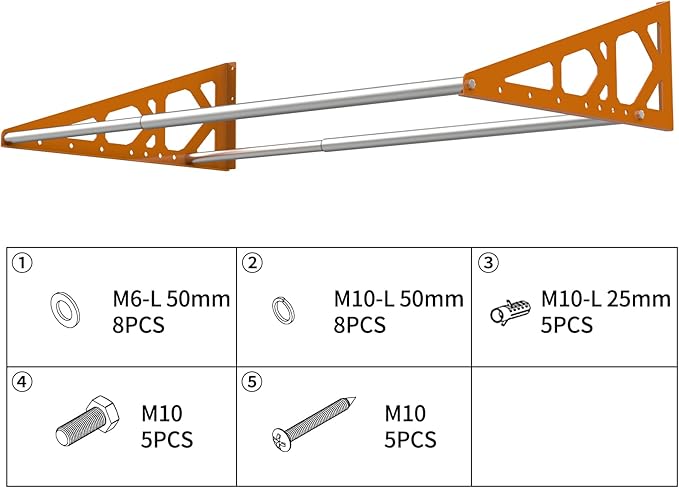 Tire Rack Wall Mount Adjustable 31"-56" Tire Storage Rack Wall Mount Wheel Rack with Heavy Duty Telescopic RodsSteel 400 Pound Weight Capacity (Orange)