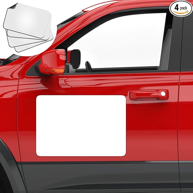 4 Pack Blank Car Door Magnet Sticker, Rounded Corners Magnetic Vehicle Sign, Perfect Magnet for Car to DIY Advertise Business and Cover Company Logo, Personalized Magnet Decal, 18x12 inch White