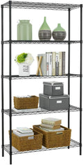 Wire Shelving Unit Commercial Metal Shelf Adjustable Layer Rack Strong Steel for Restaurant Garage Pantry Kitchen Garage (36×14×72, Black)