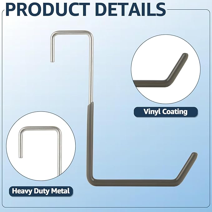 16 Pack Rafter Hanger Hook Heavy Duty Vinyl Coated Large S Hooks for Hanging Ladder Bike Hanger, Garage Storage Organizer (Grey)