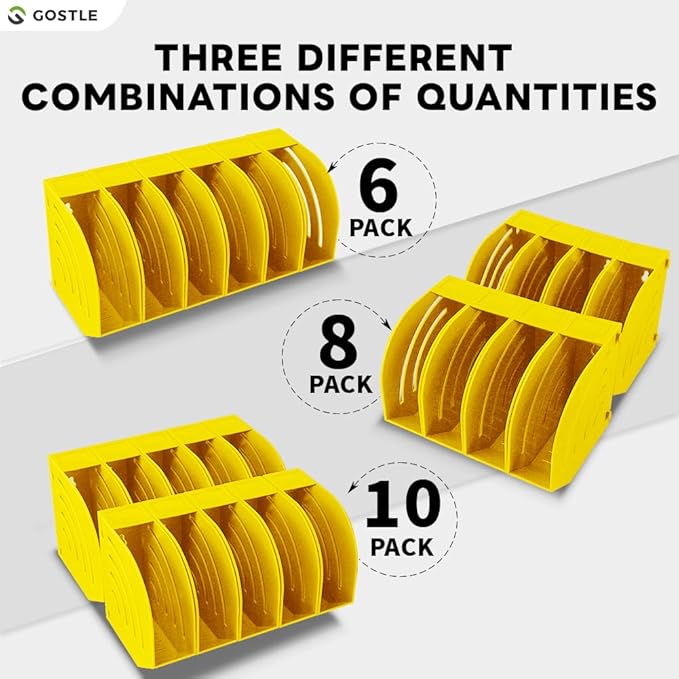 5 Inch Professional Sanding Discs Storage Bins - 8 Bins Set for Efficient Organization, Offset Snap-On Connection, Grit Classification, Space-Saving Design and Versatile Application, Yellow