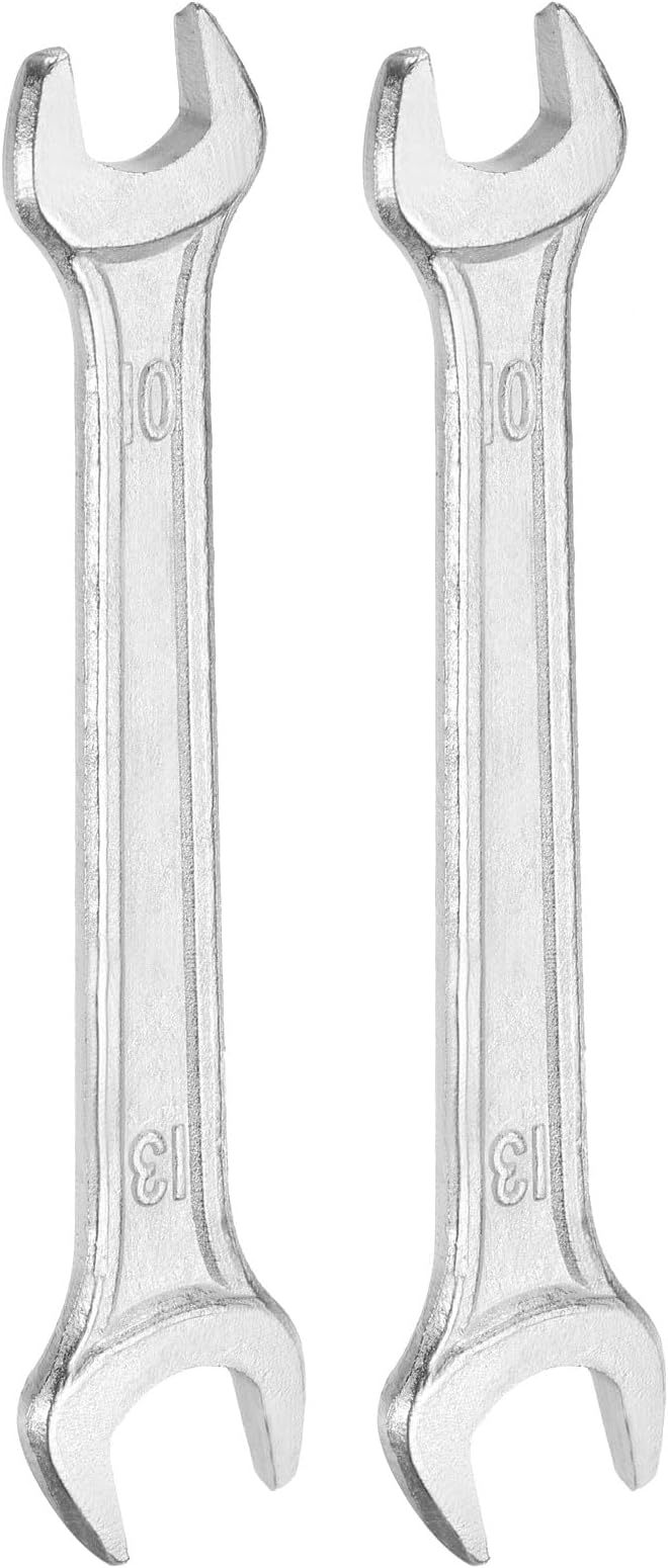 HARFINGTON 2pcs Double Open End Wrench 10mm x 12mm Metric 15 Degree Offset Angle Small Flat Head Wrench Galvanizing Open Ended Spanner for Automotive Repair Furniture Assembly