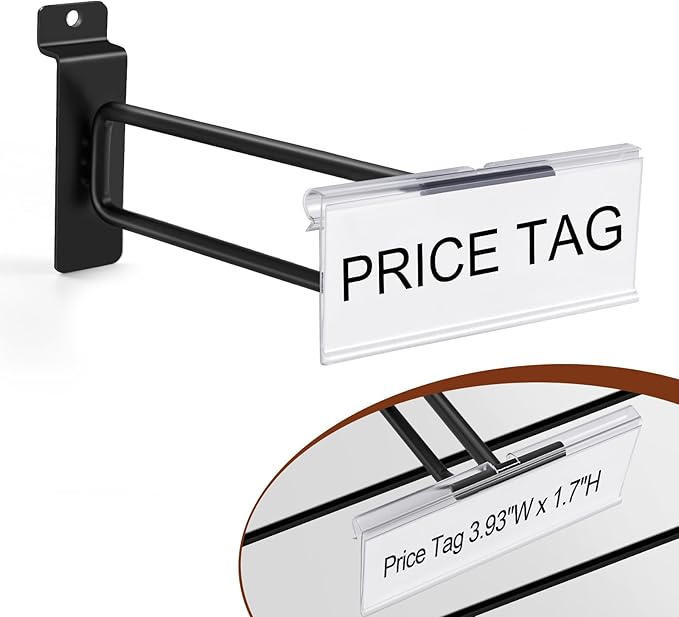 Polmart Heavy Duty Black Slatwall Panel Double-Bar Hooks - 50 Pack (6-inch)