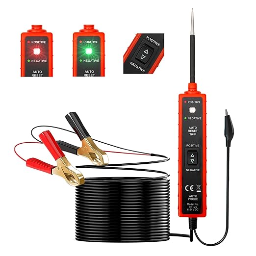 Power Short Circuit Probe Tester, 6V-24V LED Test Light, Short-Circuit Tracking Location and Buzzer Alarm, Automative Circuit Tester with Polarity & Continuity Test Function