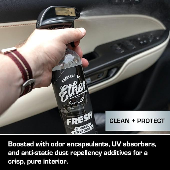Ethos FRESH - All Purpose Interior Cleaner Car Detailing Kit, Detailing Spray - Car Interior Detailing - Interior Cleaner for Cars, Trucks, SUVs, Jeeps, Motorcycles, RVs & More