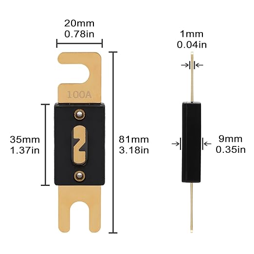100A ANL Fuse 100 Amp Inline Blade Fuses 32V for Car Audio Inverter Automotive Stereo (Pack of 3 pcs)
