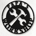 Personalized Papa's Workshop Metal Sign - Custom Dad's Garage Wall Decor for Mechanic, Birthday Gift for Men, Boyfriend - Fathers Day Workshop