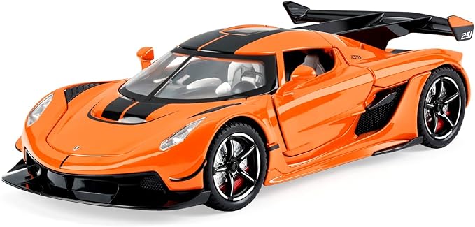 Toy Cars Model Jesko 1/22 Diecast Metal Sports Toy Cars for Boys, Alloy Collectible Model Car with Sound and Lights, Race Model Car for Kids