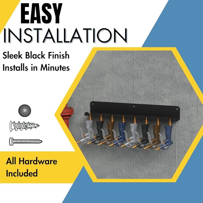 Koova Wall Mount Air Tool Holder - Made in USA - Includes Hardware for Efficient Garage & Tool Storage