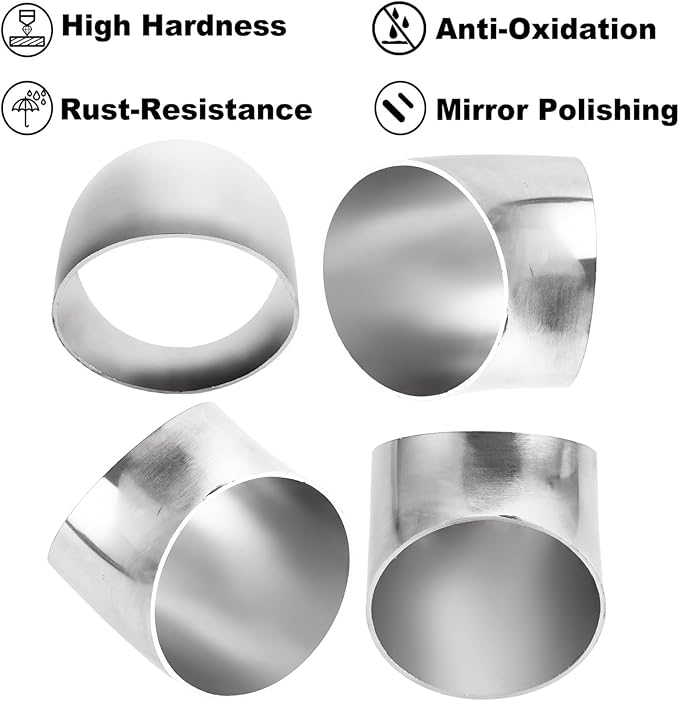 Acrux7 4 Pack 2.5 Inch 45 Degree Exhaust Elbow Pipe, 304 Stainless Steel Mandrel Bend Elbow Thickness 1.5 mm for Car Modified Exhaust, Stair Handrail, Exhaust System