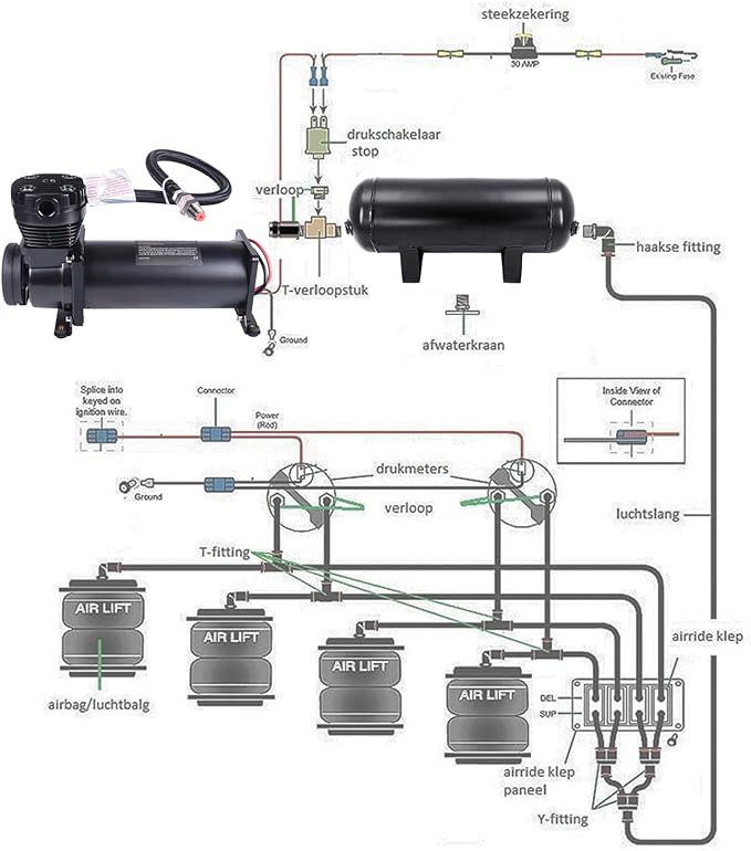 3 Gallon Air Tank with 200PSI Air Compressor for Suspension/Air Ride/Bag/Car Train Truck Horn Aluminum 12 Liter Compressed air Storage Tank Onboard System Air Suspension Compressor Kit