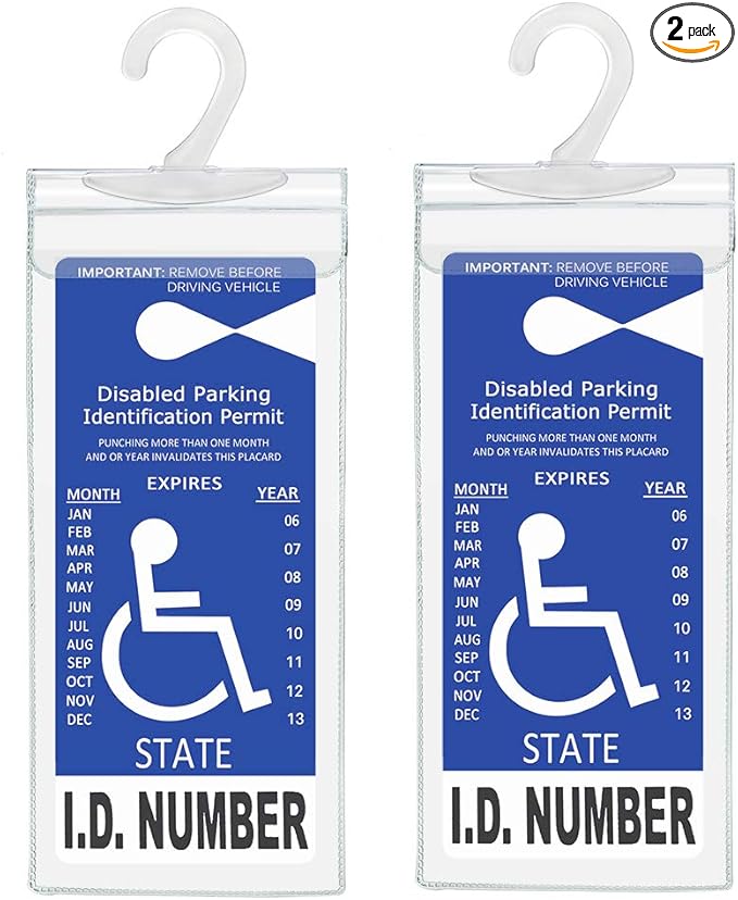 Handicap Parking Placard Holder, Ultra Transparent Disabled Permit Protective Cover with Large Hanger by Tbuymax (Set of 2)