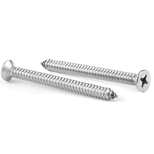 #10 x 1-3/4" Wood Screw 100Pcs 18-8 (304) Stainless Steel Screws Flat Head Phillips Fast Self Tapping Drywall Screws by SG TZH