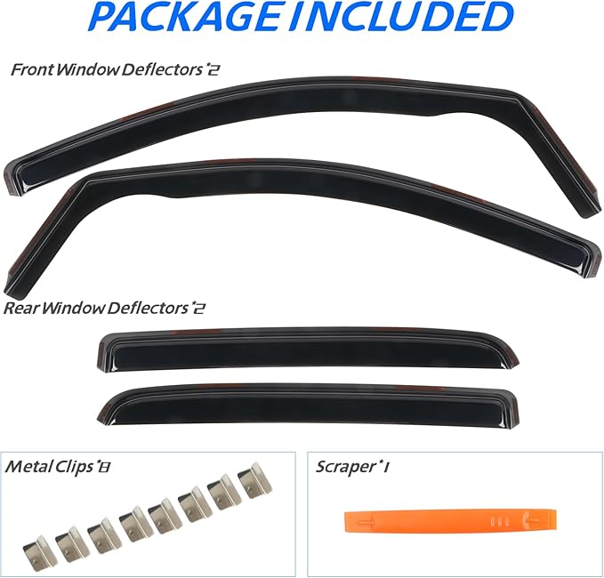 in Channel Rain Guards for 2015-2022 Chevy Colorado/GMC Canyon Crew Cab, Smoke Tinted Side Window Wind Deflectors, Vent Window Visors Shade Shield, 2016 2017 2018 2019 2020 2021