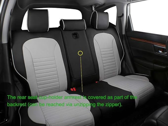 EKR Accord Car Seat Covers for Honda Accord EX-L,Touring,Sport,EX,Hybrid 2018 2019 2020 2021 2022(Rear Row 40/60 Split Backrest),Car Seat Protector,Car Automotive Seat Covers,Leather(Black/Gray)