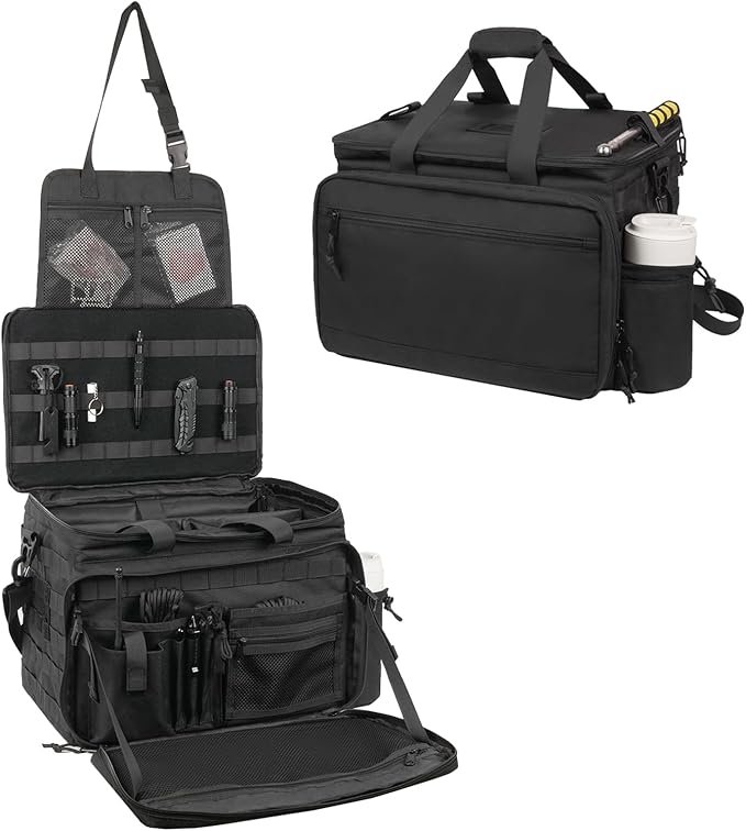 Patrol Bag Law Enforcement, Police Gear Car Front Seat Vehicle Organizer Bags with MOLLE System (Black)