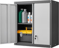 LUCYPAL Garage Wall Cabinet,Metal Wall Storage Cabinet with Adjustable Shelf and Locking Doors,Floating Utility Cabinets for Warehouse/Basement/Kitchen (Black&Grey,27.95" H)