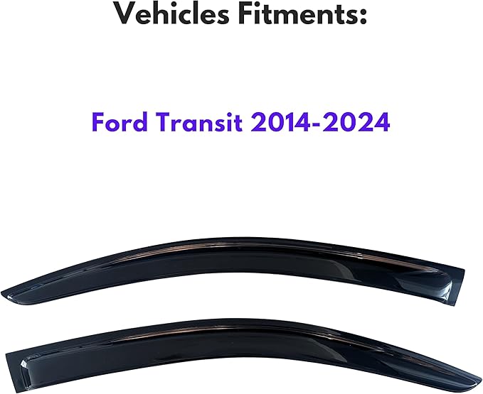 KPY Window Visor Compatible with Ford Transit 2014-2024, 2PC Rain Guard Side Window Vent Deflectors Tape-On Style, 2015 2016 2017 2018 2019 2020 2021 2022 2023