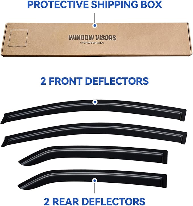 Window Visors Rain Guards for 2007-2013 Toyota Yaris Sedan, Out-Channel Window Vent Wind Deflectors Visors Shades for 07-13 Toyota Yaris
