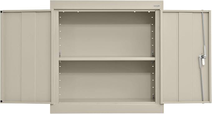 Sandusky Lee WA11301226-07 Wall-Mount Metal Storage Cabinet with Adjustable Shelf, Locking Handle, 200lb Capacity, 12" Depth x 30" Width x 26" Height, Putty
