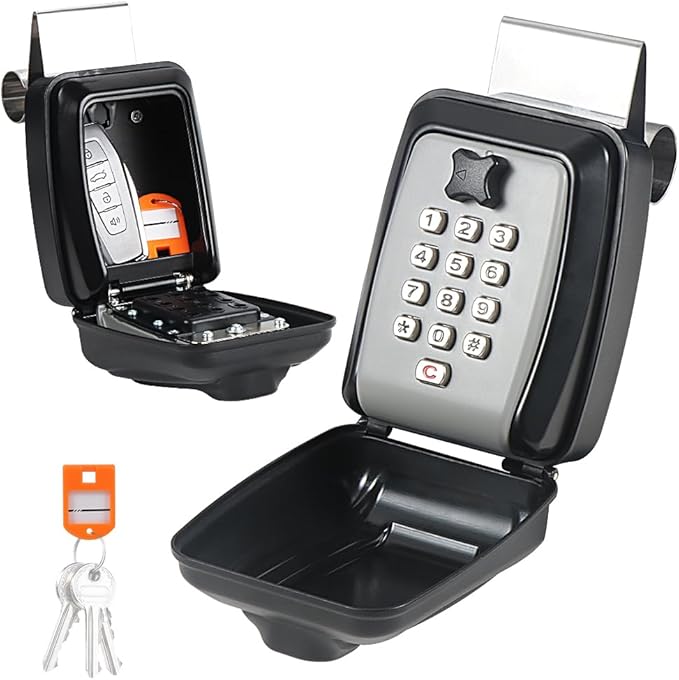 Car Window Lock Box for Turo, Portable Lockbox for Car Keys with Key Labeling Tag, Car Key Lock Box Fit for Ride Share, Turo, GetAround, Large Capacity, Protective Cover, Weather Protection