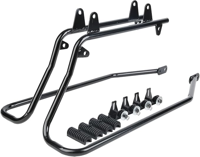 XFMT Matte Black 5" Stretched Extended Saddlebags Hard Saddle Bags W/Black Conversion Bracket For Harley Softail Heritage Deluxe 1984-2017