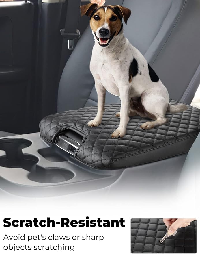 ISSYAUTO Center Console Cover Compatible with 2013-2018 Ram 1500 & 2013-2024 Ram 2500/3500/1500 Classic Model, Only for Jump Seat Console, Customized Armrest Cover Leather Arm Rest Covering for Car