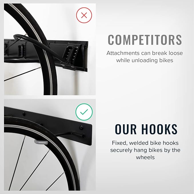4 Bike Rack for Garage - Solid Steel Extra Heavy Duty BLAT Bike Rack - Garage Wall Mounted Bicycle Storage