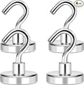 MIKEDE Magnetic Hooks, 80Lbs+ Heavy Duty Magnetic Hooks for Cruise Cabins, Super Neodymium Hanging Hooks Strong Magnets with Hook for Fridge, Magnetic Hanger for Grill, Toolbox, Storage, 4 Pack