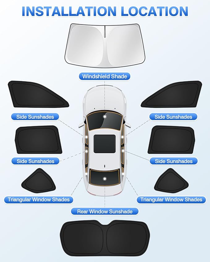 Sunshades for 2025 2026 Subaru Forester Accessories Windshield Sun Shade Side Rear Window Shade Cover Sun Visor Shield Privacy Protection Keep Vehicle Cool Black 8PCS
