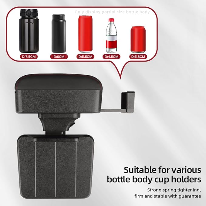 JEYODA Car Armrest Box with Cup Holder Car Central Liftable Armres Storage Organizer Box Arm Rest，Car Seat Gap Filler Organizer (Brwon)